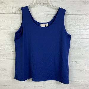 Chico's Tank Top Solid Blue Stretch Casual Size 2